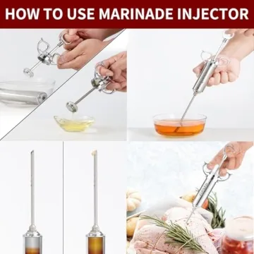 QPMR 2oz Meat Injector Kit for BBQ & Turkey