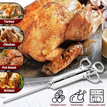 QPMR 2oz Meat Injector Kit for BBQ & Turkey