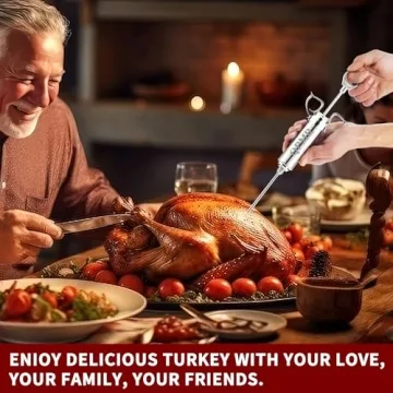 QPMR 2oz Meat Injector Kit for BBQ & Turkey