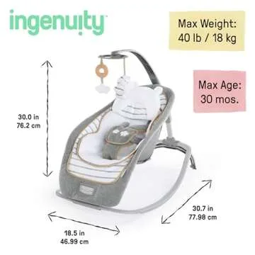 Ingenuity Plush Baby Rocker with Vibrations & Comfort