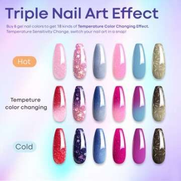 MODELONES Mood Gel Nail Polish Set Temperature Color Changing Gel Colors Collection Red Blue Glitter...