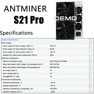 Bitmain Antminer S21 Pro 234T 3510W Bitcoin Miner