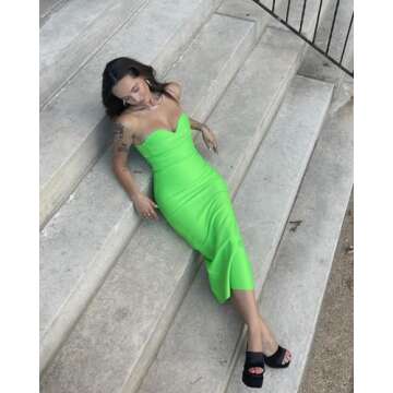 Tube Dress Sexy Bodycon Dress Trendy Strapless Dress Club Dress Corset Midi Dress Elegant Homecoming Dress Women Dresses for Party Green