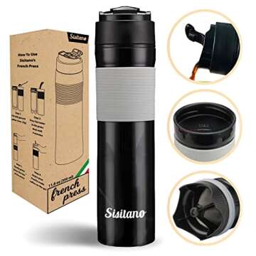 Sisitano Travel French Press Coffee Maker, Portable Tumbler