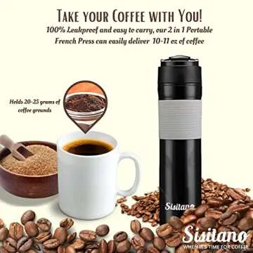 Sisitano Travel French Press Coffee Maker, Portable Tumbler