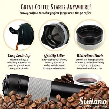 Sisitano Travel French Press Coffee Maker, Portable Tumbler
