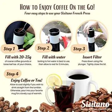 Sisitano Travel French Press Coffee Maker, Portable Tumbler