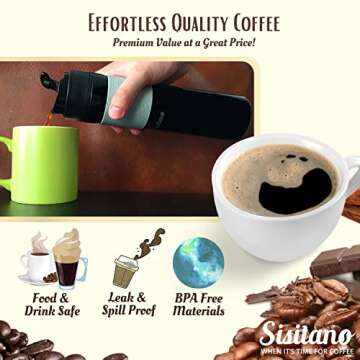 Sisitano Travel French Press Coffee Maker, Portable Tumbler