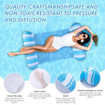 4 Pack Pool Float Adults, 4-in-1 Water Hammock Float,Saddle, Drifter,Lounger Inflatable Pool Hammock...