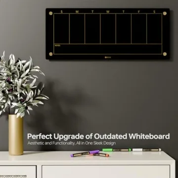 Black Glass Weekly Dry Erase Board for Elegant Organization
