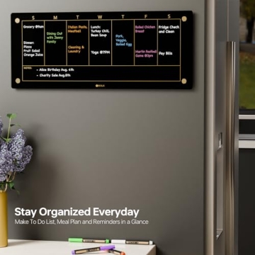 Black Glass Weekly Dry Erase Board for Elegant Organization