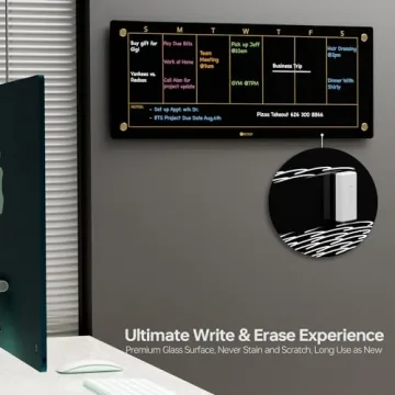 Black Glass Weekly Dry Erase Board for Elegant Organization