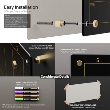 Black Glass Weekly Dry Erase Board for Elegant Organization