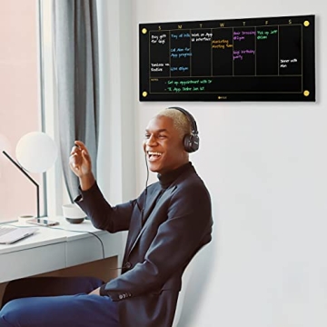 Black Glass Weekly Dry Erase Board for Elegant Organization