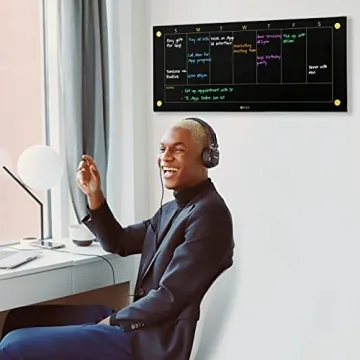 Black Glass Weekly Dry Erase Board for Elegant Organization