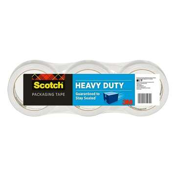 Scotch Heavy Duty Packaging Tape, 1.88" x 38.2 yd, Designed for Packing, Shipping and Mailing, Strong Seal on All Box Types, 3" Core, Clear, 3 Rolls (3850S-3)