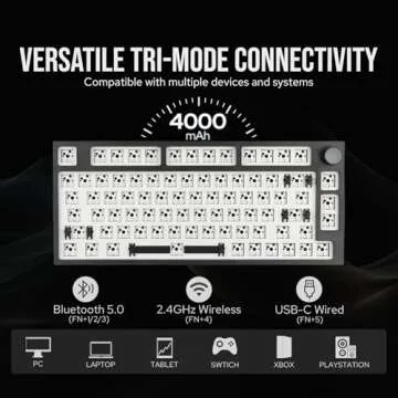 EPOMAKER TH80 Pro Wireless Barebones Keyboard Kit, 75% Hot Swap Mechanical Keyboard Kit, Bluetooth 5.0/2.4GHz/Wired RGB Gaming Keyboard, South-Facing LEDs for Win/Mac/PS5/PS4/Xbox (Black)