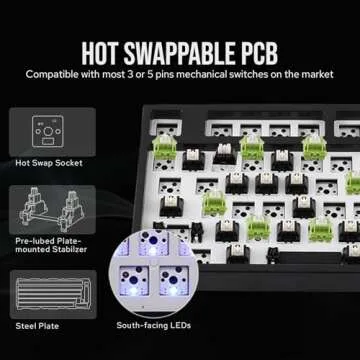 EPOMAKER TH80 Pro Wireless Barebones Keyboard Kit, 75% Hot Swap Mechanical Keyboard Kit, Bluetooth 5.0/2.4GHz/Wired RGB Gaming Keyboard, South-Facing LEDs for Win/Mac/PS5/PS4/Xbox (Black)