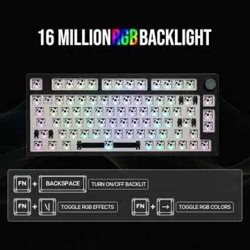 EPOMAKER TH80 Pro Wireless Barebones Keyboard Kit, 75% Hot Swap Mechanical Keyboard Kit, Bluetooth 5.0/2.4GHz/Wired RGB Gaming Keyboard, South-Facing LEDs for Win/Mac/PS5/PS4/Xbox (Black)