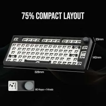 EPOMAKER TH80 Pro Wireless Barebones Keyboard Kit, 75% Hot Swap Mechanical Keyboard Kit, Bluetooth 5.0/2.4GHz/Wired RGB Gaming Keyboard, South-Facing LEDs for Win/Mac/PS5/PS4/Xbox (Black)