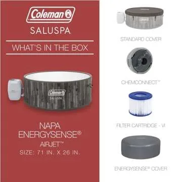 Bestway Coleman Napa AirJet 5 to 7 Person Inflatable Hot Tub Round Portable Outdoor Spa with 180 AirJets and EnergySense Energy Saving Cover, Brown