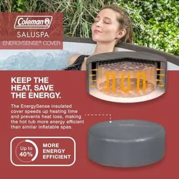 Bestway Coleman Napa AirJet 5 to 7 Person Inflatable Hot Tub Round Portable Outdoor Spa with 180 AirJets and EnergySense Energy Saving Cover, Brown