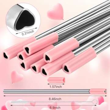 Cute Heart Shaped Stainless Steel Straws Pack