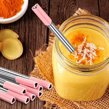 Cute Heart Shaped Stainless Steel Straws Pack