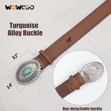 WOWOGO Turquoise Concho Western Leather Belts for Women - Stylish Cowgirl Accessory