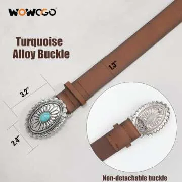 WOWOGO Turquoise Concho Western Leather Belts for Women - Stylish Cowgirl Accessory