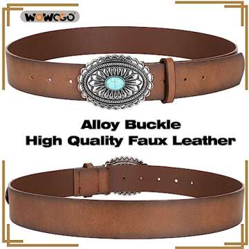WOWOGO Turquoise Concho Western Leather Belts for Women