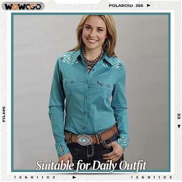 WOWOGO Turquoise Concho Western Leather Belts for Women