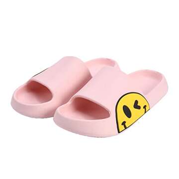 V-CEN Smile Face Slippers For Women Men, Retro Soft Plush Lightweight Cute Happy Face House Slides, Cozy Fluffy Warm Home Cloud Slippers Slip-On Fleece Shoes Non-Slip Indoor Outdoor