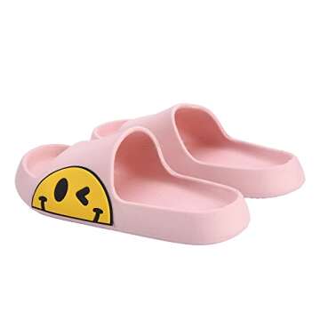 V-CEN Smile Face Slippers For Women Men, Retro Soft Plush Lightweight Cute Happy Face House Slides, Cozy Fluffy Warm Home Cloud Slippers Slip-On Fleece Shoes Non-Slip Indoor Outdoor