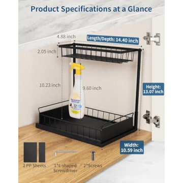 Zyerch Metal Pull Out Under Sink Organizer for Home