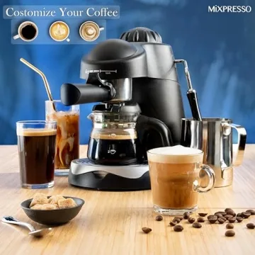 Mixpresso Espresso Maker with Steam Wand for Perfect Coffees