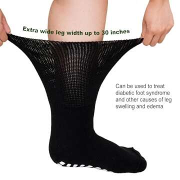AMITOFO Diabetic Socks for Men Women: Non-Binding Edema Socks, Extra Wide Non Slip Hospital Socks for Swollen Feet 9-15