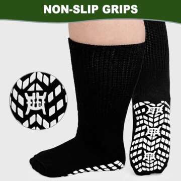AMITOFO Diabetic Socks for Men Women: Non-Binding Edema Socks, Extra Wide Non Slip Hospital Socks for Swollen Feet 9-15