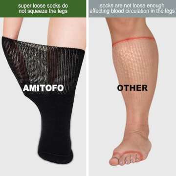 AMITOFO Diabetic Socks for Men Women: Non-Binding Edema Socks, Extra Wide Non Slip Hospital Socks for Swollen Feet 9-15