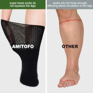 AMITOFO Diabetic Socks for Men Women: Non-Binding Edema Socks, Extra Wide Non Slip Hospital Socks for Swollen Feet 9-15