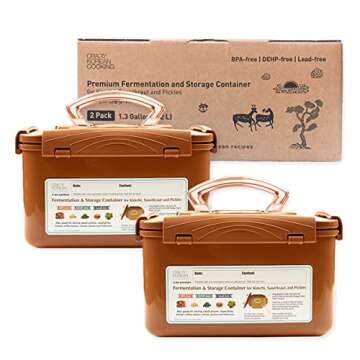 Crazy Korean Cooking Premium Kimchi, Sauerkraut Fermentation and Storage Container with Inner Vacuum...