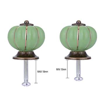 Decorative Knobs for Cabinets and Drawers, Wolfteeth1-1/2 inch Kitchen Cabinet Knobs, Fall Decor Pumpkin Cabinet Knobs, Drawer Knobs, Ceramic Knobs, Knobs for Dresser Drawers, Green Dresser Knobs 6pcs