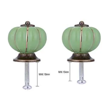 Decorative Knobs for Cabinets and Drawers, Wolfteeth1-1/2 inch Kitchen Cabinet Knobs, Fall Decor Pumpkin Cabinet Knobs, Drawer Knobs, Ceramic Knobs, Knobs for Dresser Drawers, Green Dresser Knobs 6pcs