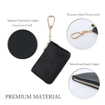 Premium Leather Coin Purse with Key Chain - Versatile & Stylish