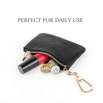 Premium Leather Coin Purse with Key Chain - Versatile & Stylish