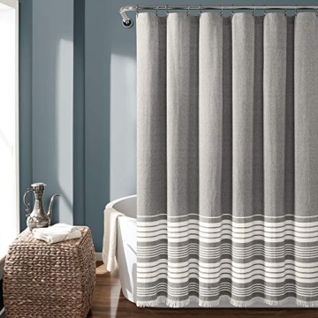Lush Decor Gray Nantucket Cotton Tassel Shower Curtain 72x72