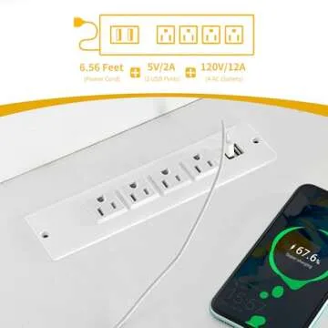 DWVO L Shaped Desk with Drawers, 55" Corner Computer Desk with Bookshelf & Power Outlets & LED Lights, Home Office Desk with Storage Shelves, White