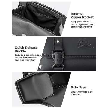 KEMIMOTO Motorcycle Fork Tool Bag Universal PU Leather Roll Bag for Front Fork Handlebar Sissy Bar S...