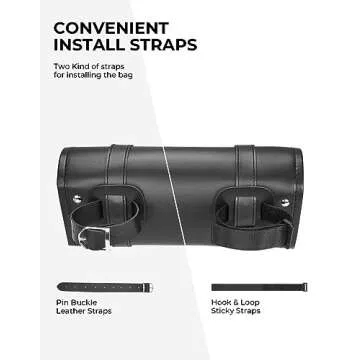 KEMIMOTO Motorcycle Fork Tool Bag Universal PU Leather Roll Bag for Front Fork Handlebar Sissy Bar Storage Pouch Dyna Softail Sportster Scooter