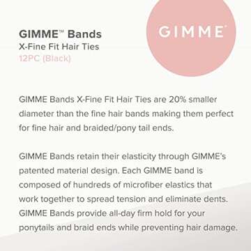Gimme Beauty - Extra Fine Hair Ties - Black Onyx - Seamless, No Break Microfiber Elastic Hair Ties -...